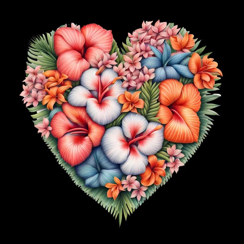 Herz aus Hibiskusblüten Muster