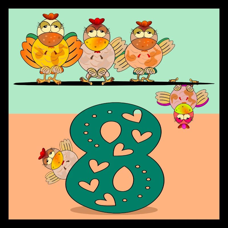 8th Birthday - Number Eight Chickens