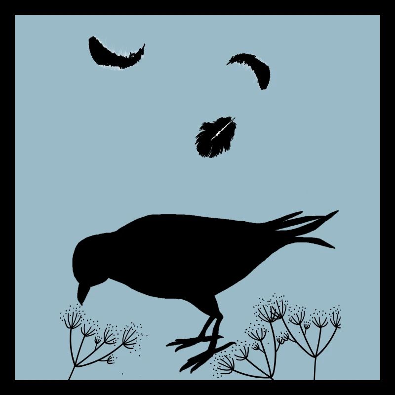 Vogelsilhouette und Federn