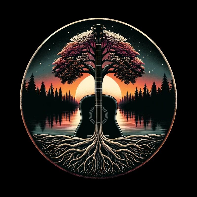 Abstrakte Gitarre im Wald