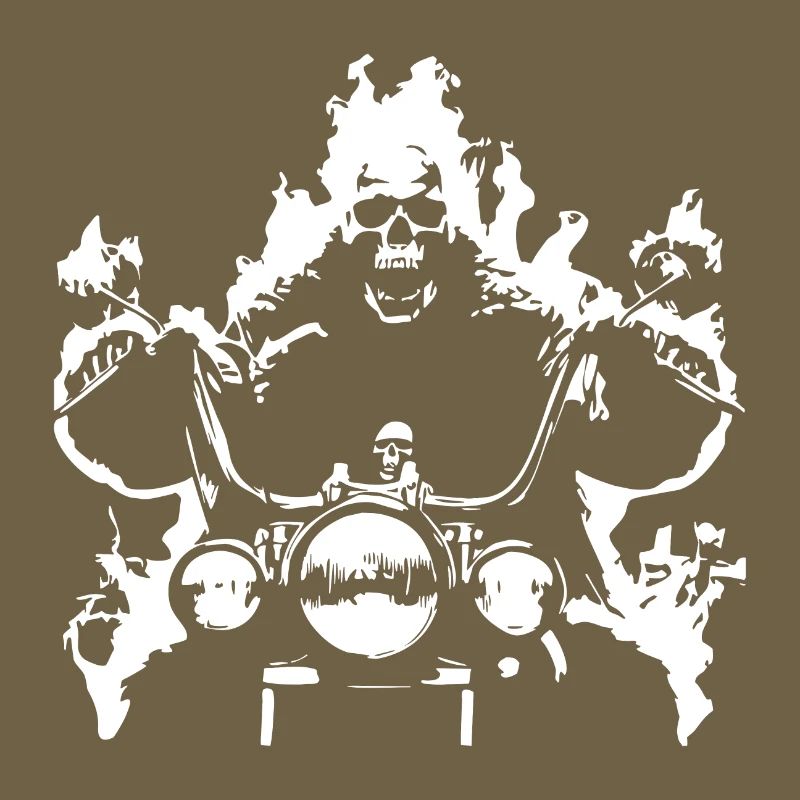 Skull Biker Flame Moto