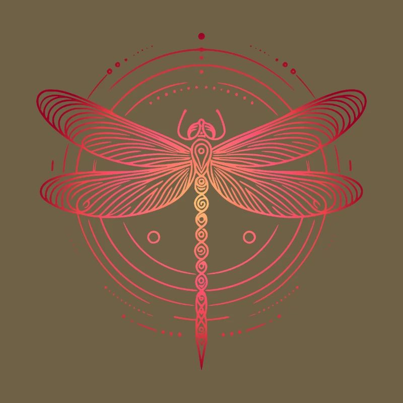 Dragonfly Spiral Patterns, Pink Gradient
