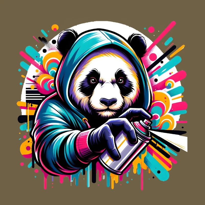 funny panda bear with graffiti and spray can