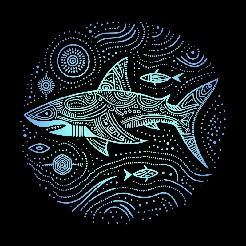 Requin motifs aborigènes australie nuances bleu