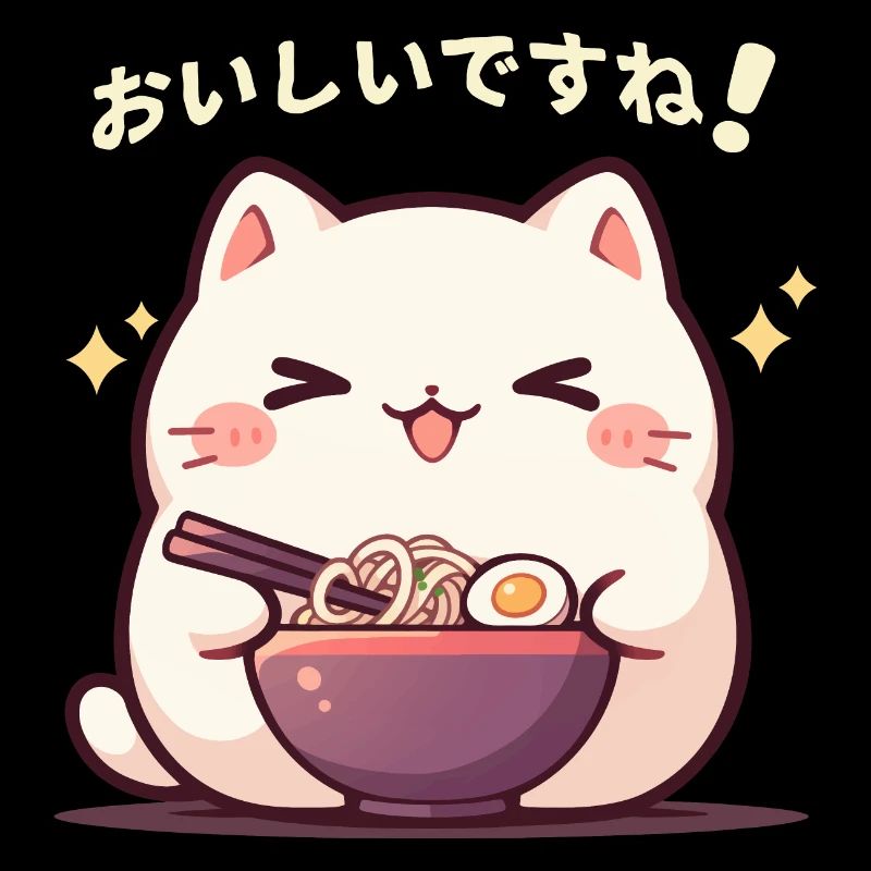 Chat qui mange des Ramens