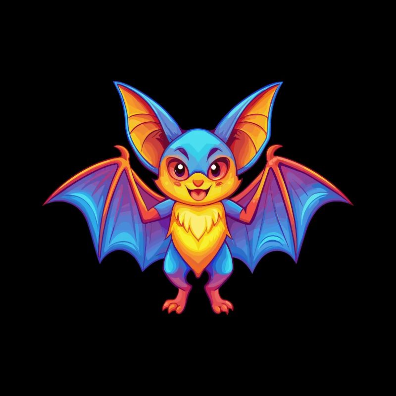 Fledermaus Bunte Kawaii Cartoon Figur Clipart