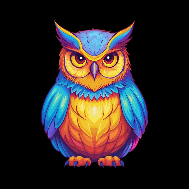 Große gehörnte Eule Bunter Kawaii Cartoon Vogel