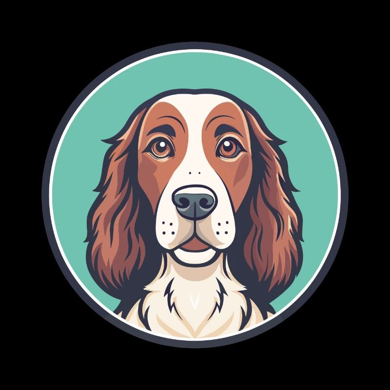 Irish Red And White Setter Dog Breed Funny Cartoon