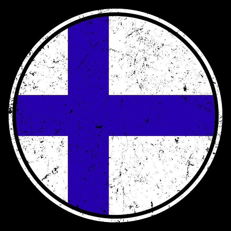 Drapeau finlandais — Style vieilli et en cercle