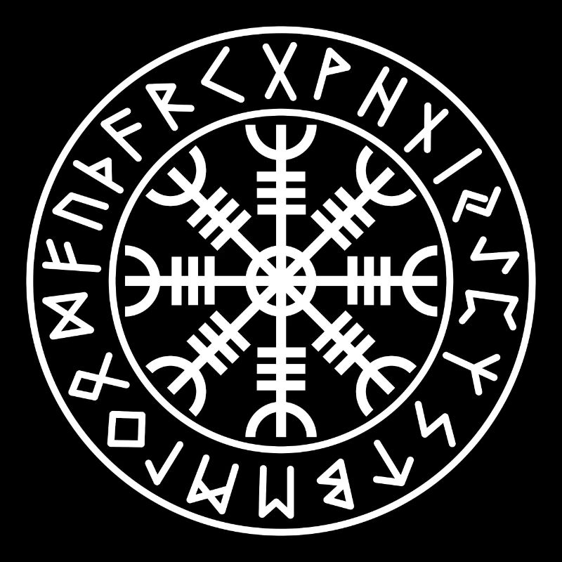 Aegishjalmur-Kreisrunen, weiße Farbe