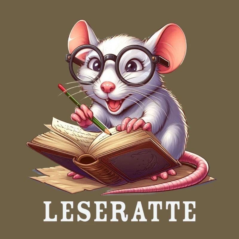 Bookworm with glasses and book
