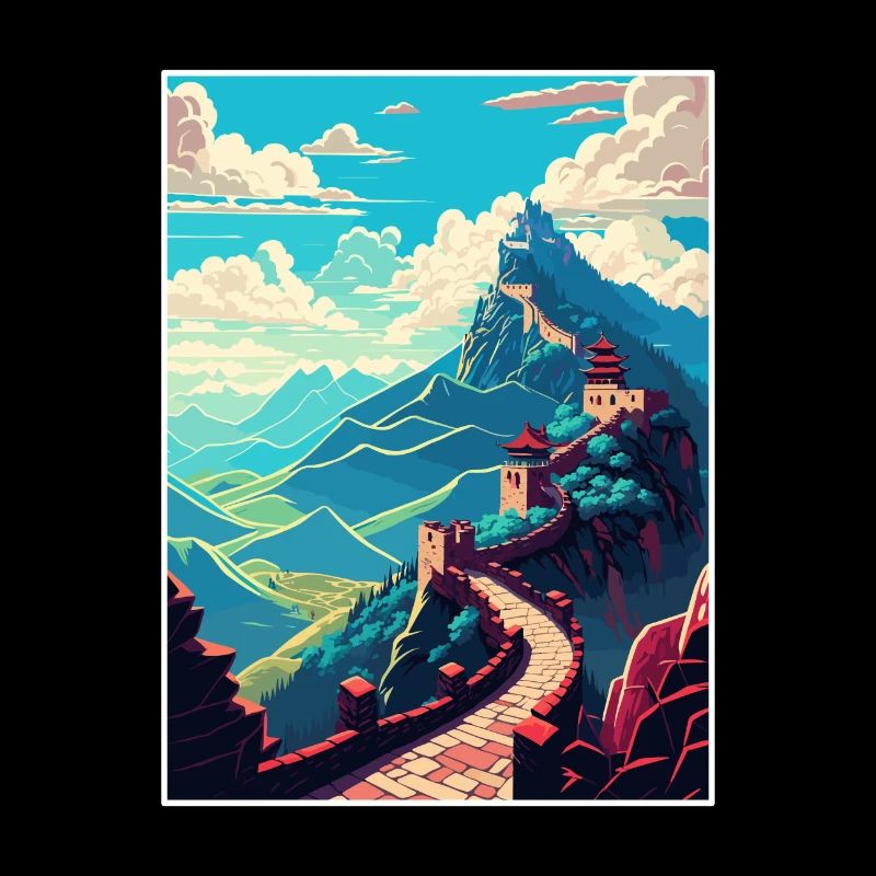 Grande Muraille de Chine Affiche De Voyage Peinture Souvenir