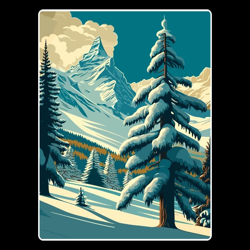 Zermatt Ski Skifahren Reise Poster Souvenir Farbe WP