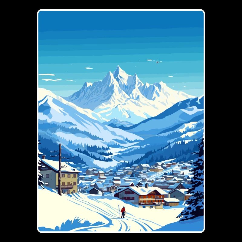 Chamonix Ski Ski Affiche de voyage vintage Souvenir