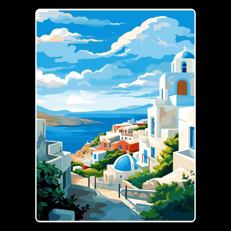 Milos Greece Travel Poster Souvenir Postcard Paint