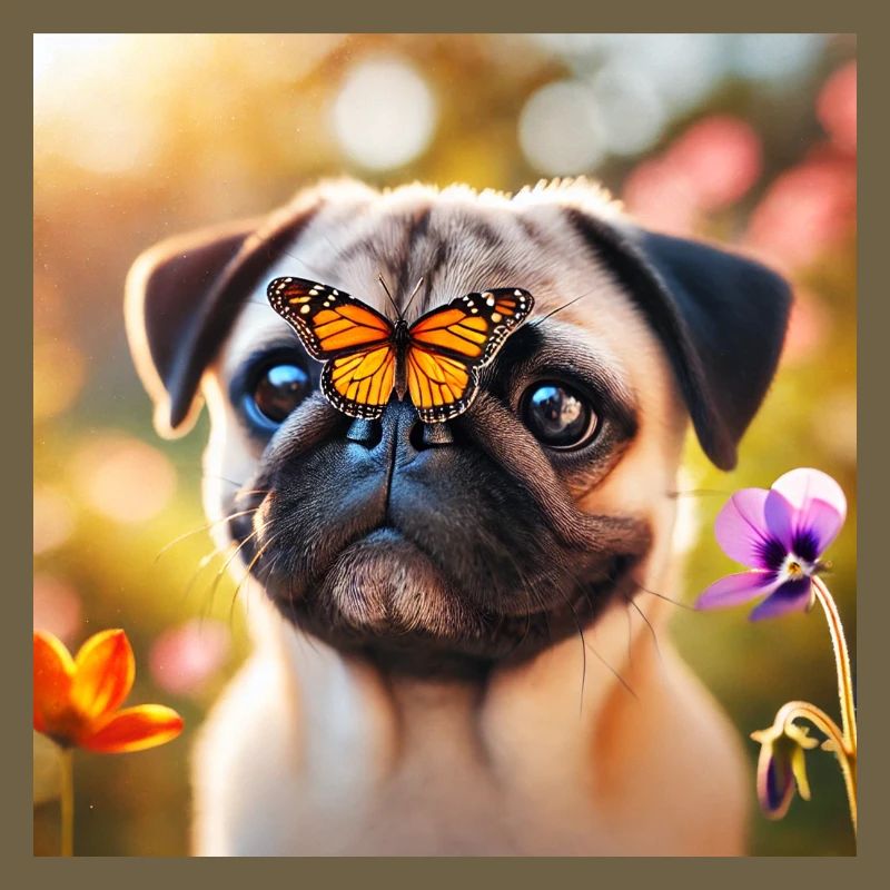 Chien intelligent avec papillon