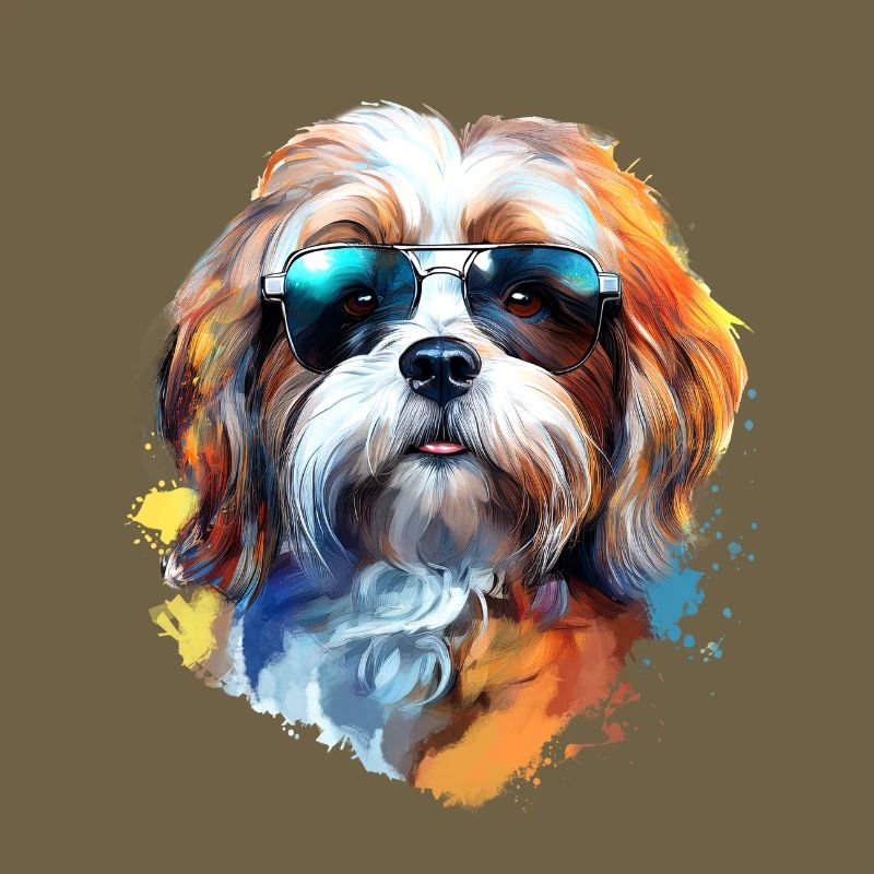 Lhassa Apso avec lunettes de soleil