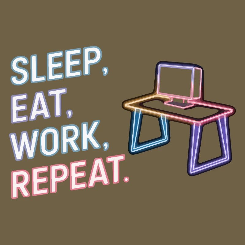 Dormir Manger Travailler Répéter Design au néon