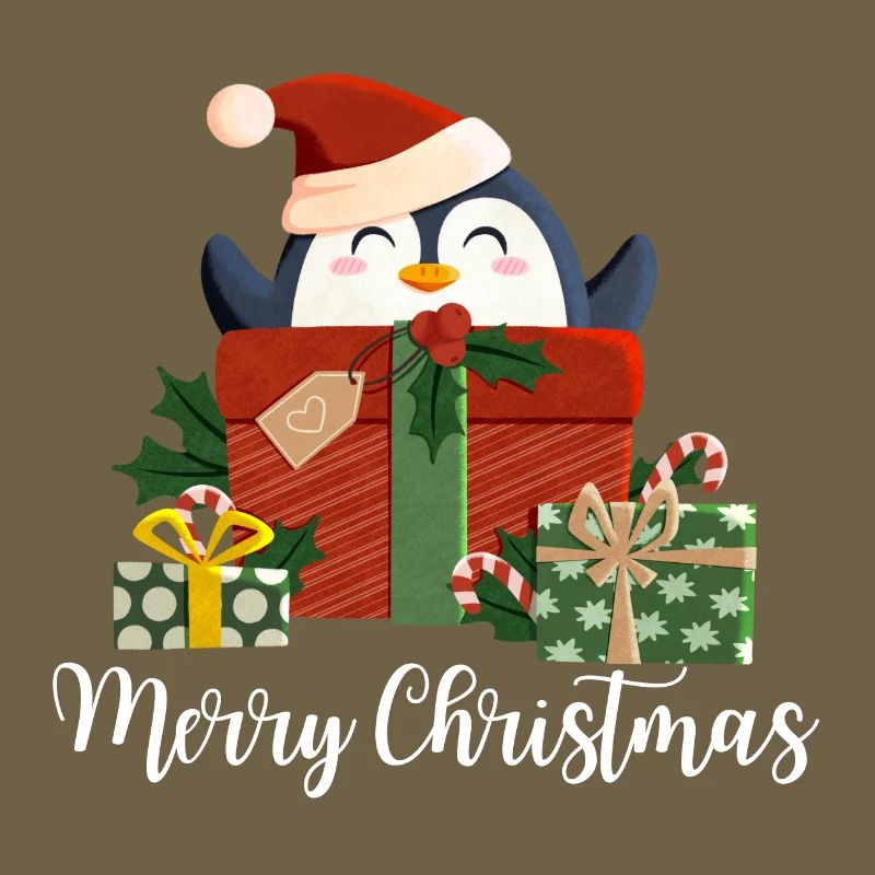 Joyeux Noël - Pingouin de Noël - blanc