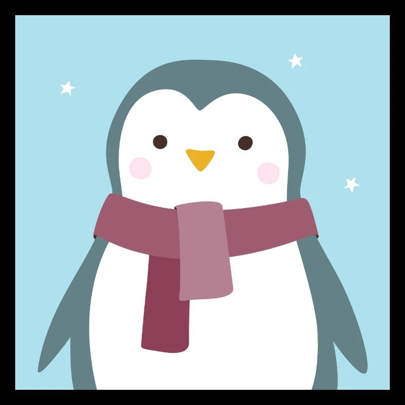 Affiche Pingouin Antarctique Pôle Sud Hiver Enfants Décoration
