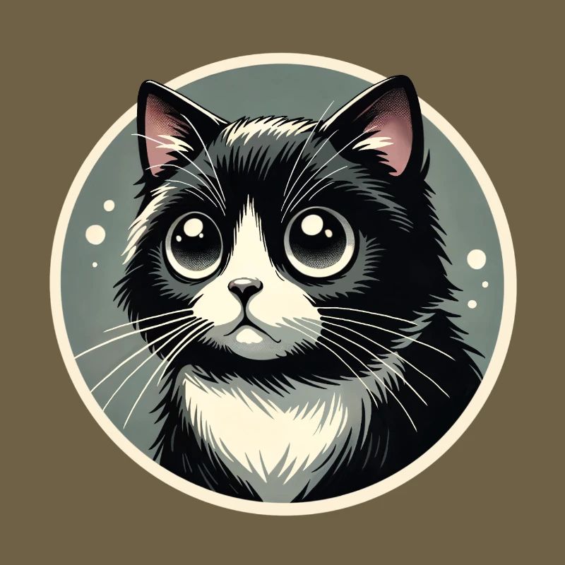 Chat noir et blanc dans le style de la bande dessinée