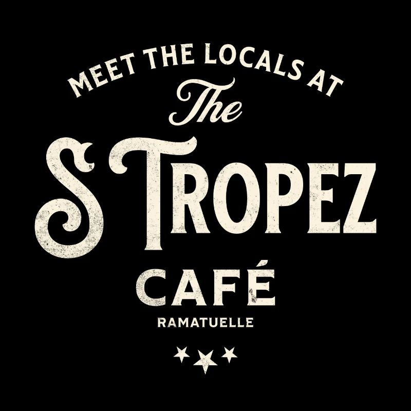 Design typographique vintage St Tropez Café
