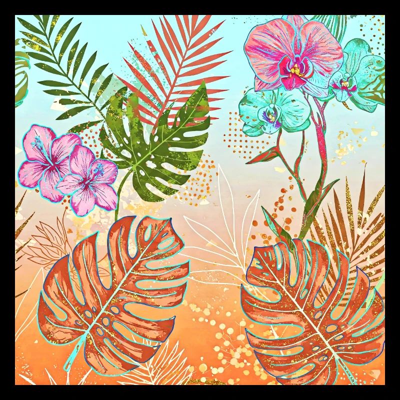 Monstera Motif Fleurs Et Feuilles Tropicales