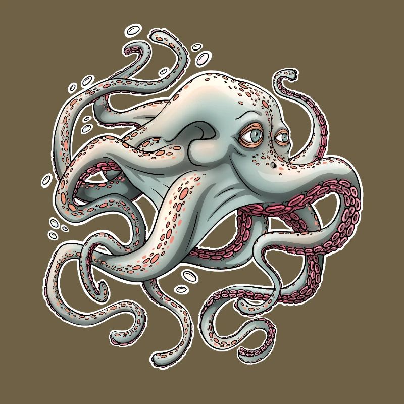 Whimsical Octopus with Dreamy Expression