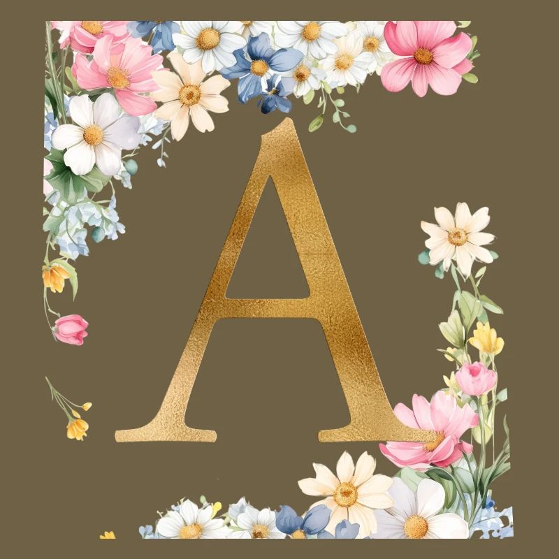 A Monogramm, Floral, personalisierbar