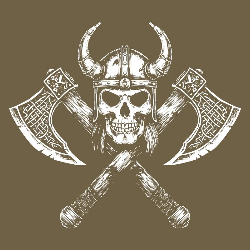 Crânes et hache viking