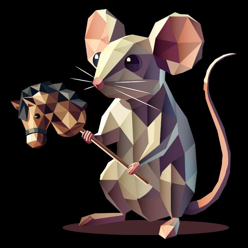 Cute Polygon Style Hobby Horse Mouse