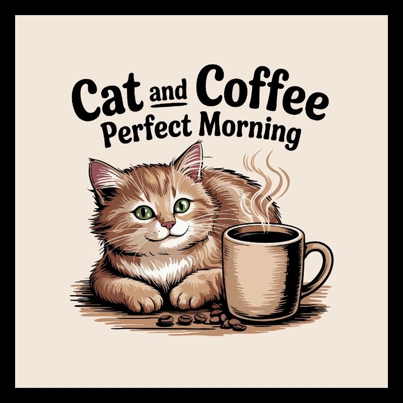 Katze und Kaffe ist ein perfekter Morgen