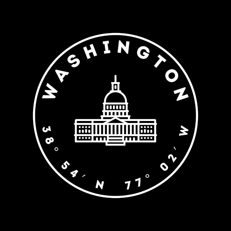 Washington DC mit Capitol und Koordinaten