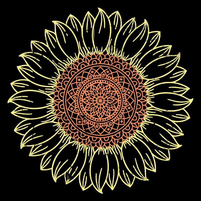Kompliziertes Mandala Sonnenblumen-Design