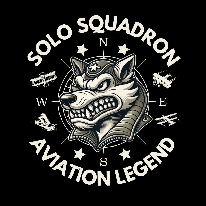 Vintage Fearless Wolf Aviator Veteran Legend Pilot