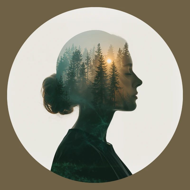 Forest dreams in women's profile