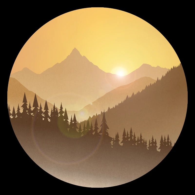 Berge bei Sonnenaufgang mit strahlender Sonne