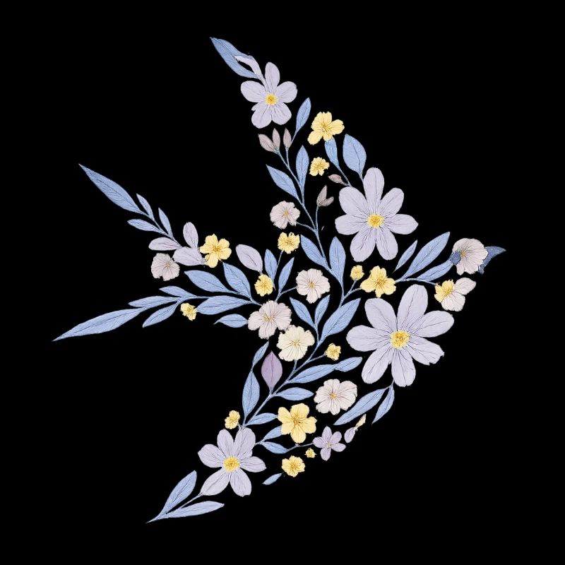 Nordic Floral - Sanftes Violett Vogel