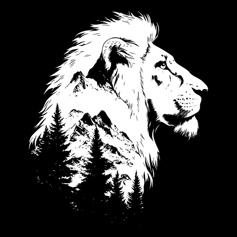 lion nature forest mountains lion head