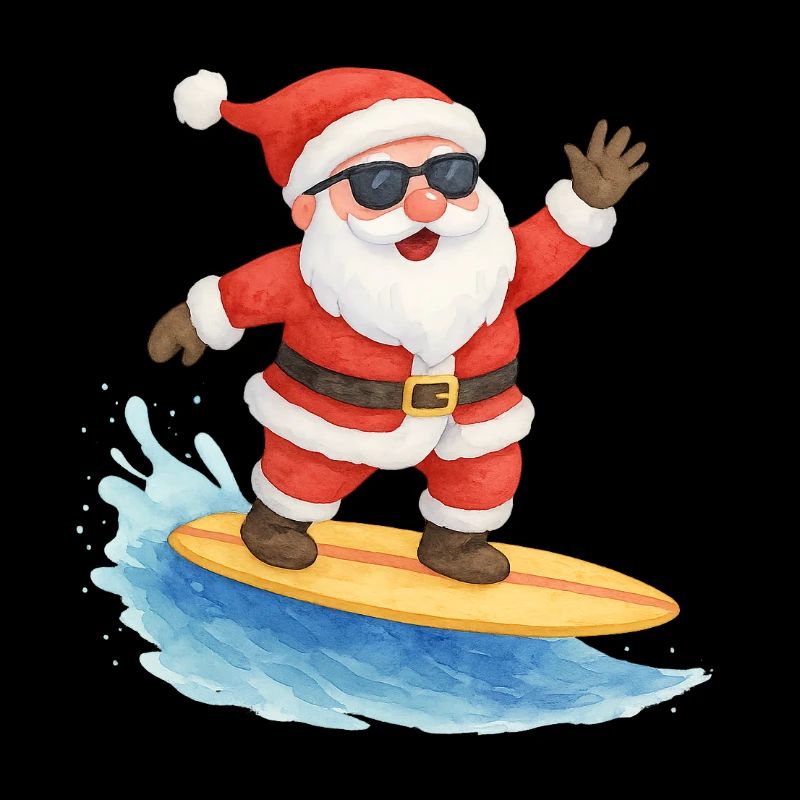 Cool Santa Surfer Christmas Design