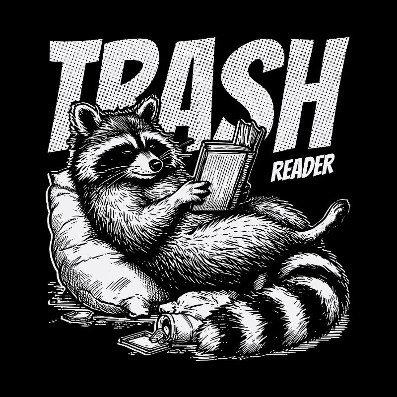 Trash Reader Funny Raccoon Bookworm Retro