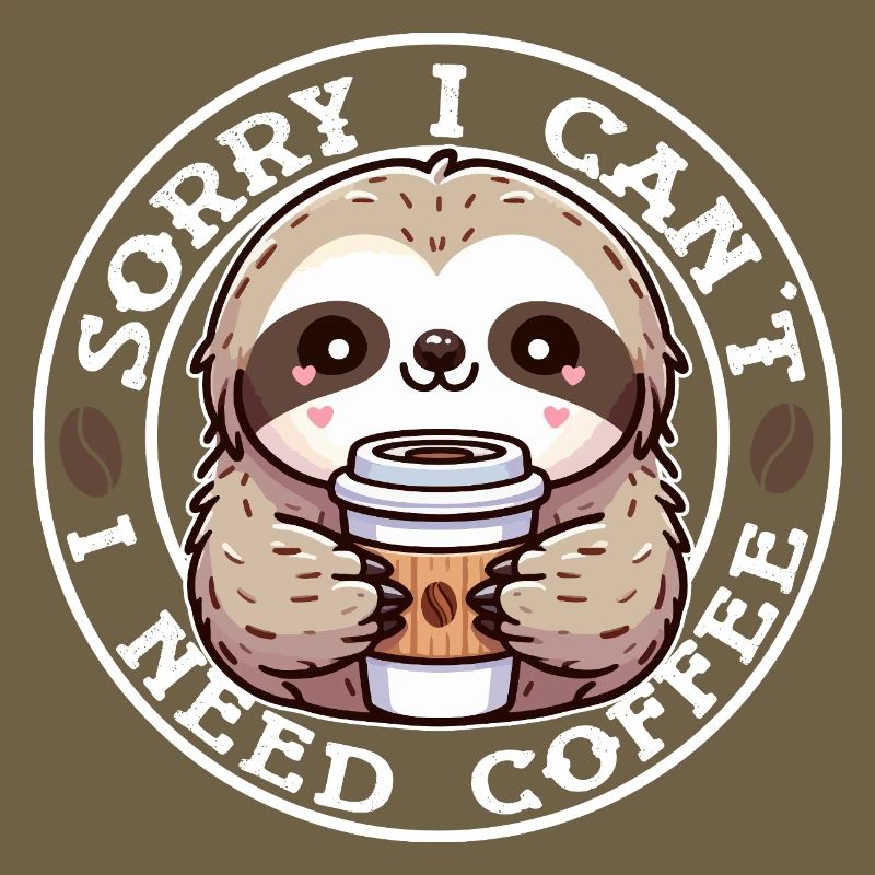 Faultier Süßer Runder Kaffee