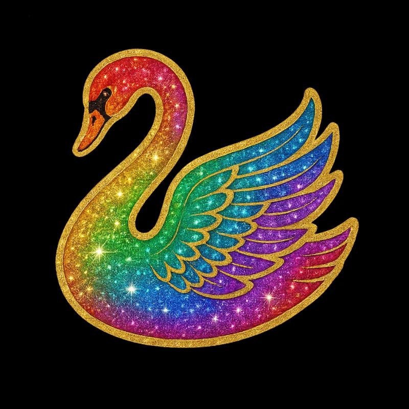 Regenbogen Glitzer Schwan