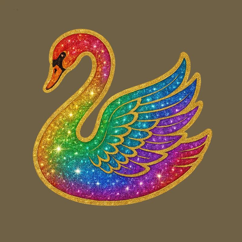 Regenbogen Glitzer Schwan