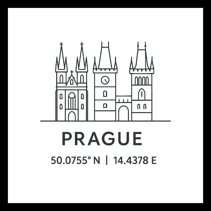 Prag Linienkunst Silhouette Wahrzeichen