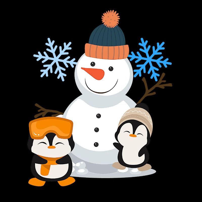 Winterfreude Schneemann Pinguine