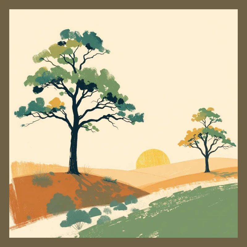 Pastel Sunset Trees