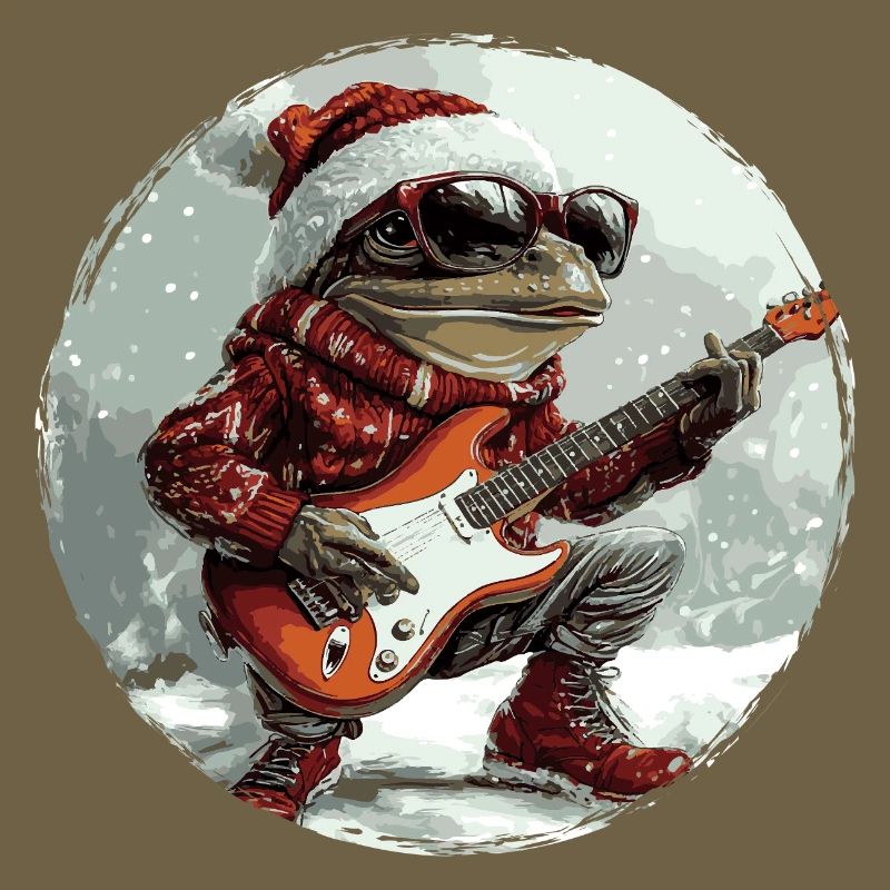 Frog Christmas Guitar