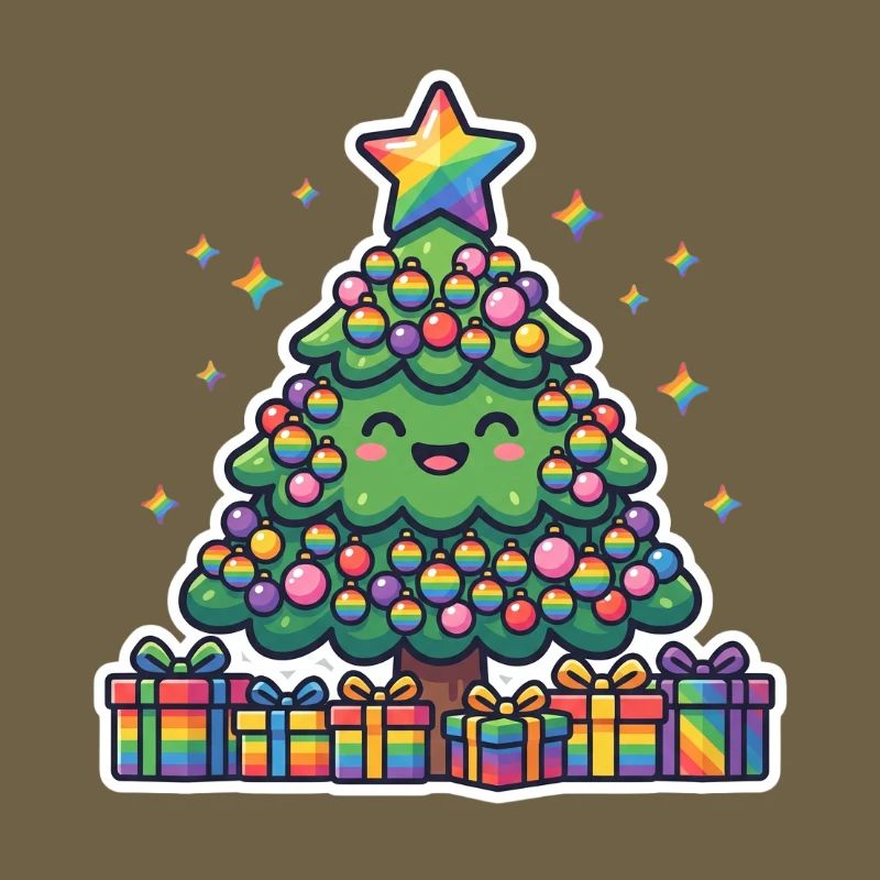 Fröhlicher Regenbogen-Weihnachtsbaum niedlich