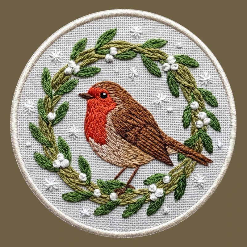 Robin mistletoe Christmas (printed)